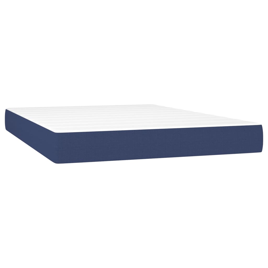Krevet box spring s madracem LED plavi 140x200 cm od tkanine
