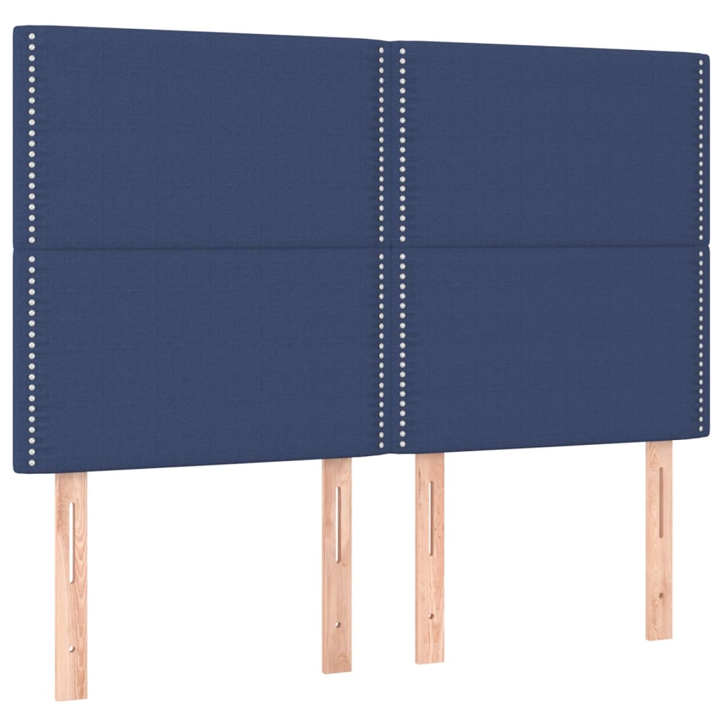 Krevet box spring s madracem LED plavi 140x200 cm od tkanine