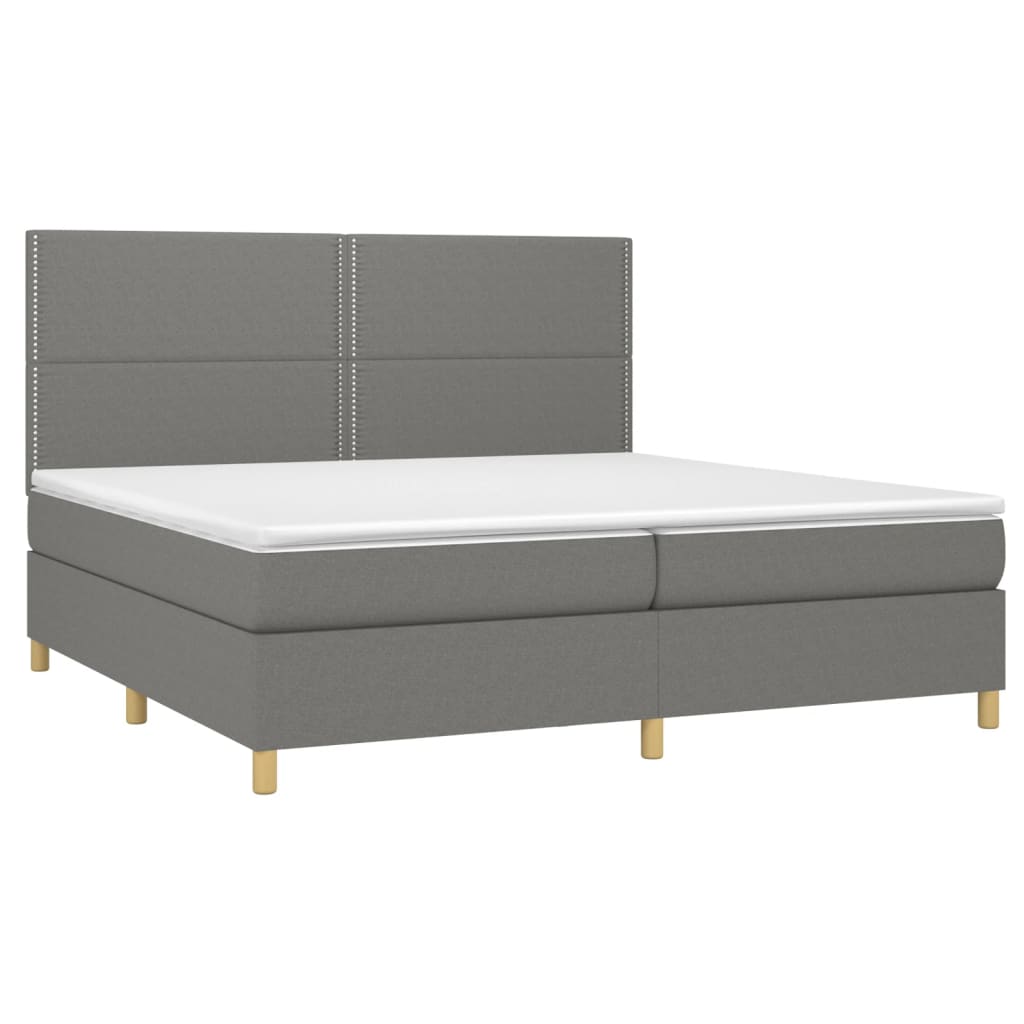 Krevet box spring s madracem LED tamnosivi 200x200 cm tkanina