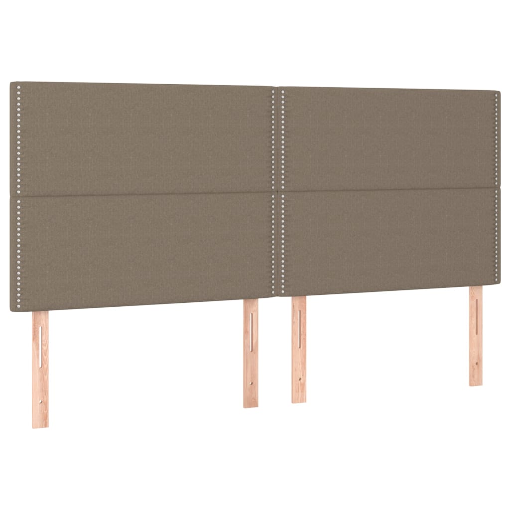 Krevet box spring s madracem LED smeđesivi 200x200 cm tkanina