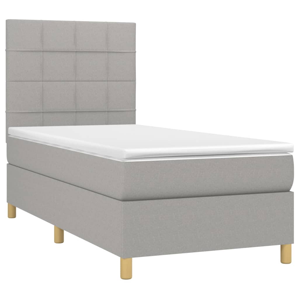 Krevet box spring s madracem LED svjetlosivi 80x200 cm tkanina