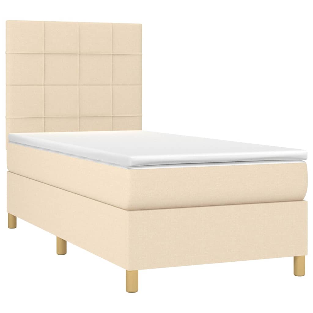 Krevet box spring s madracem LED krem 80 x 200 cm od tkanine