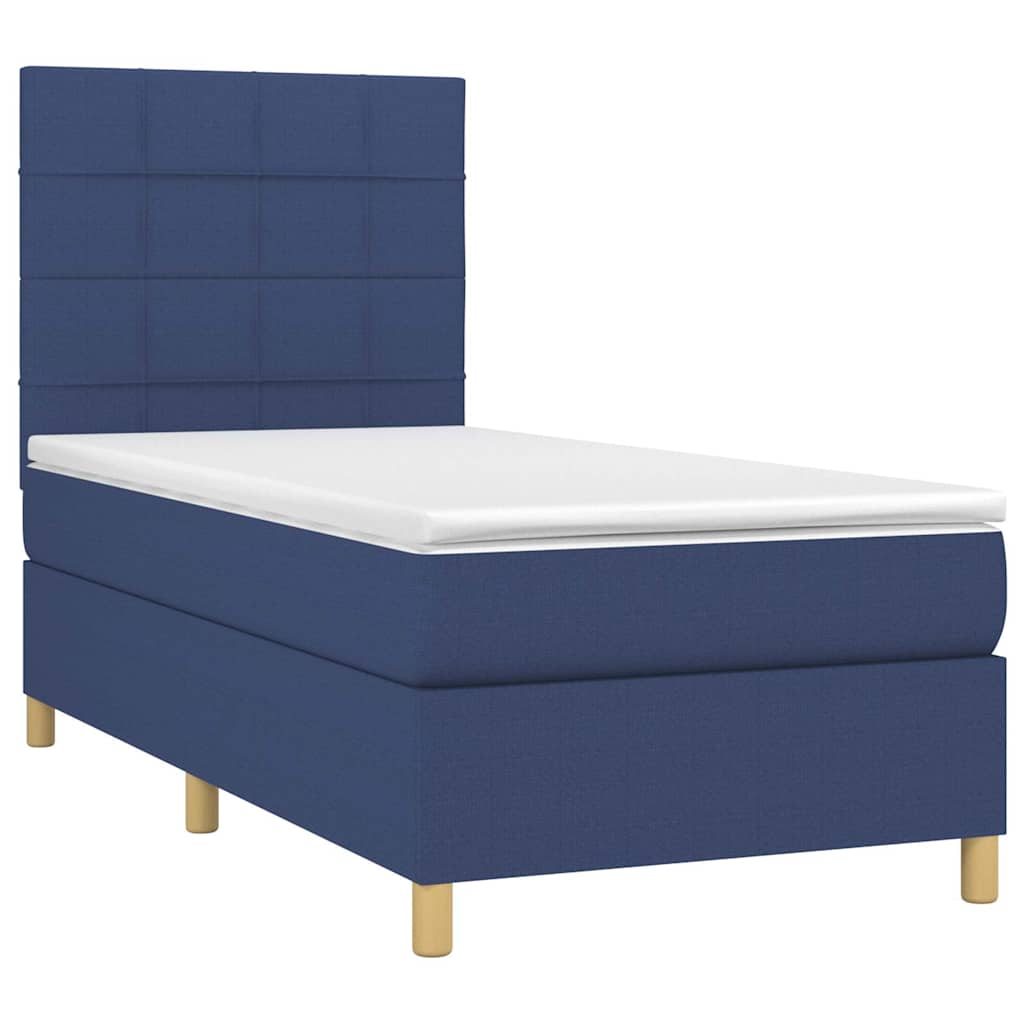 Krevet box spring s madracem LED plavi 100x200 cm od tkanine