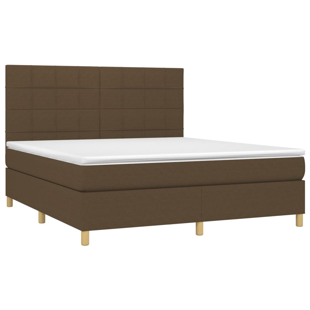 Krevet box spring s madracem LED tamnosmeđi 180x200 cm tkanina