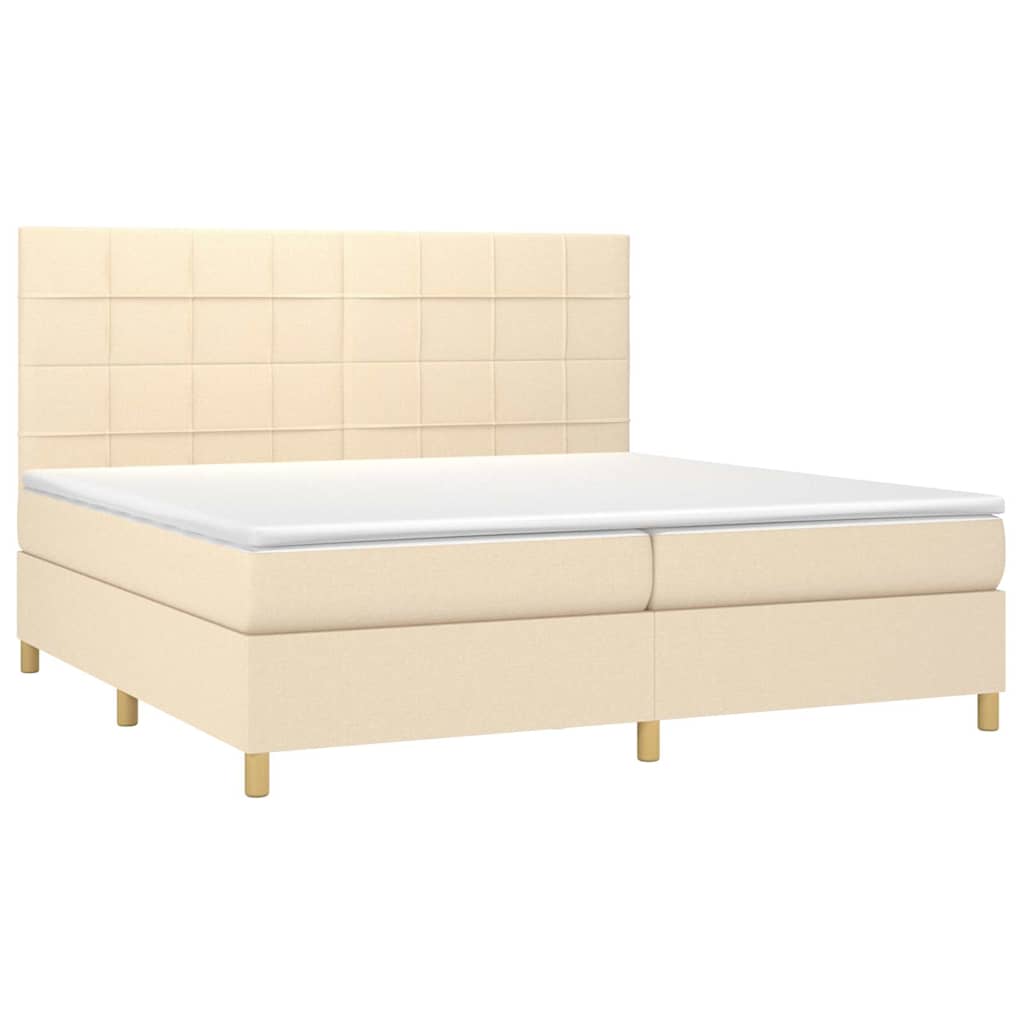 Krevet box spring s madracem LED krem 200x200 cm od tkanine