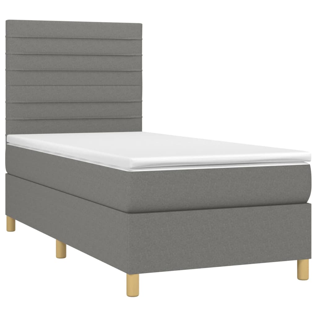 Krevet box spring s madracem LED tamnosivi 80 x 200 cm tkanina