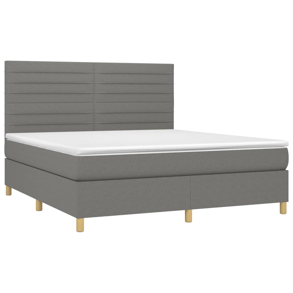 Krevet box spring s madracem LED tamnosivi 160x200 cm tkanina