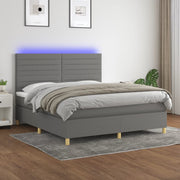 Krevet box spring s madracem LED tamnosivi 160x200 cm tkanina