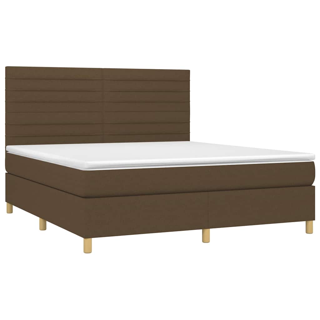 Krevet box spring s madracem LED tamnosmeđi 180x200 cm tkanina
