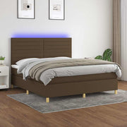 Krevet box spring s madracem LED tamnosmeđi 180x200 cm tkanina