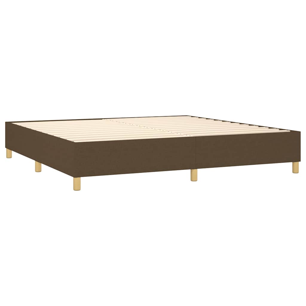 Krevet box spring s madracem LED tamnosmeđi 200x200 cm tkanina