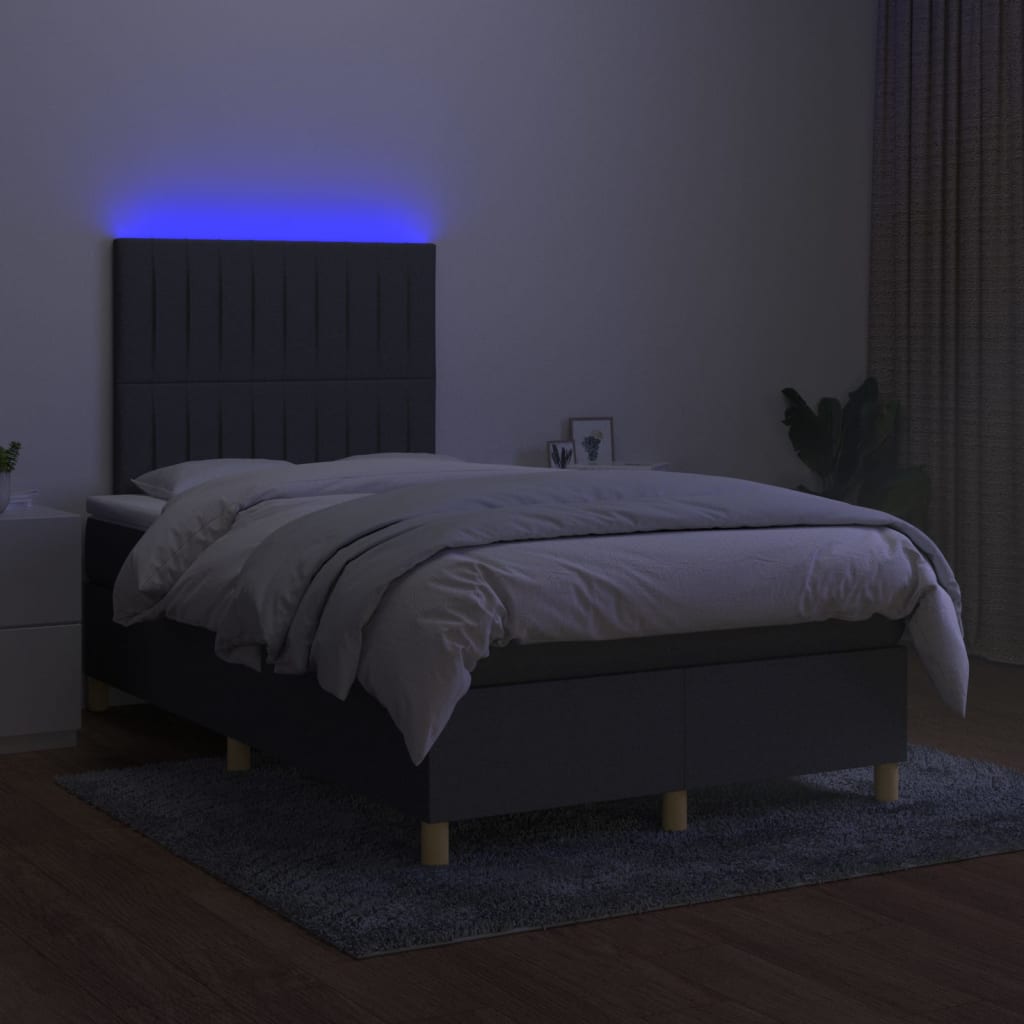Krevet box spring s madracem LED tamnosivi 120 x 200 cm tkanina