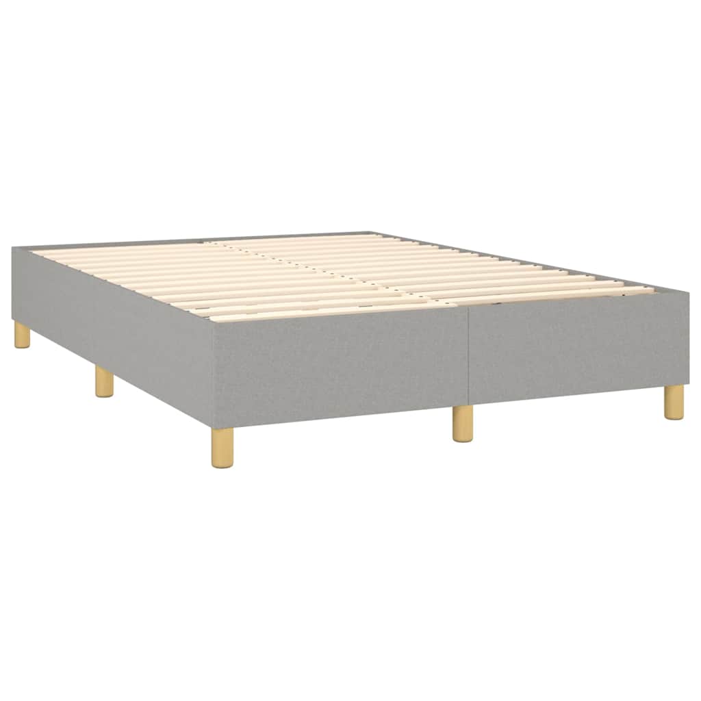 Krevet box spring s madracem LED svjetlosivi 140x190 cm tkanina