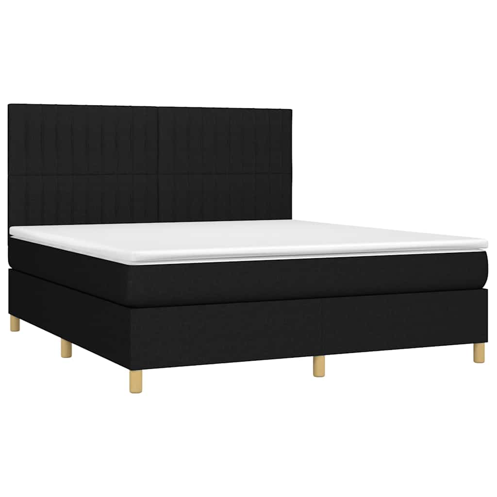 Krevet box spring s madracem LED crni 160x200 cm od tkanine