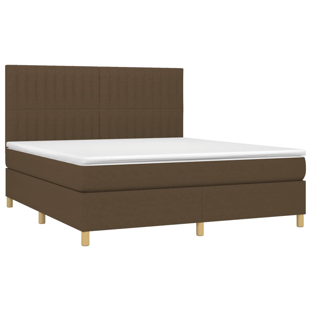 Krevet box spring s madracem LED tamnosmeđi 160x200 cm tkanina