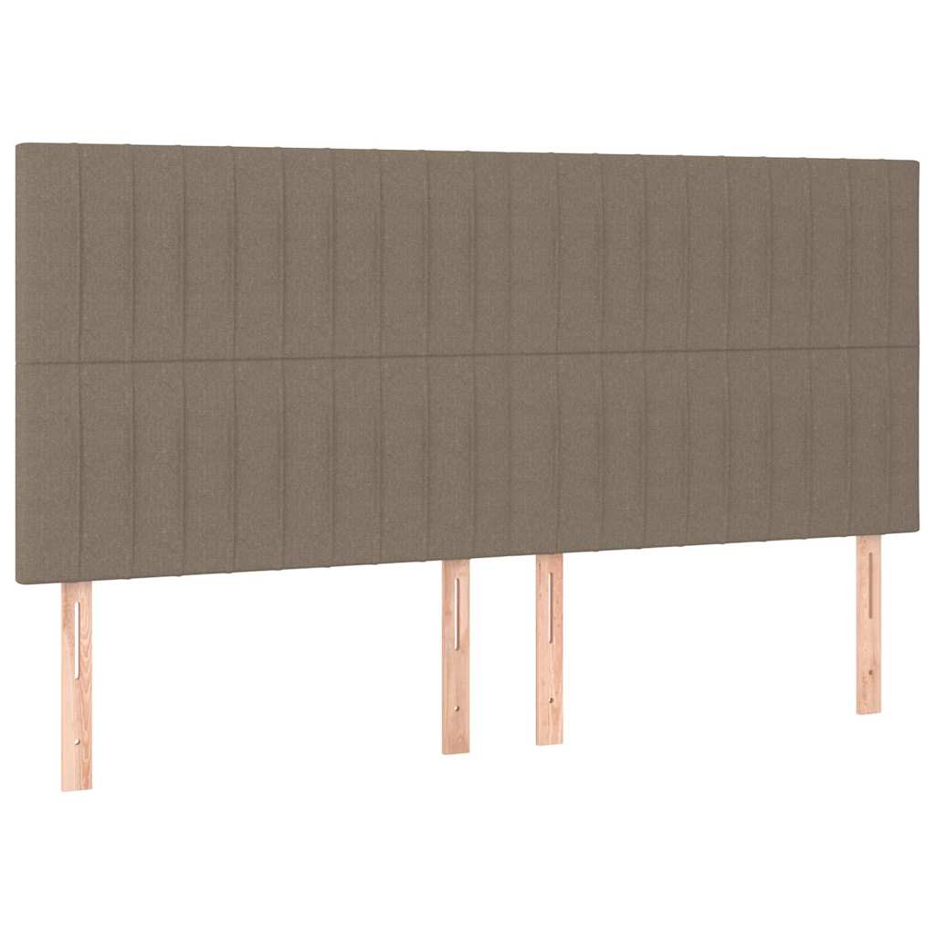 Krevet box spring s madracem LED smeđesivi 160x200 cm tkanina