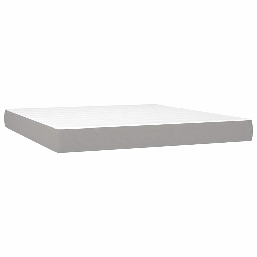 Krevet box spring s madracem LED svjetlosivi 180x200 cm tkanina