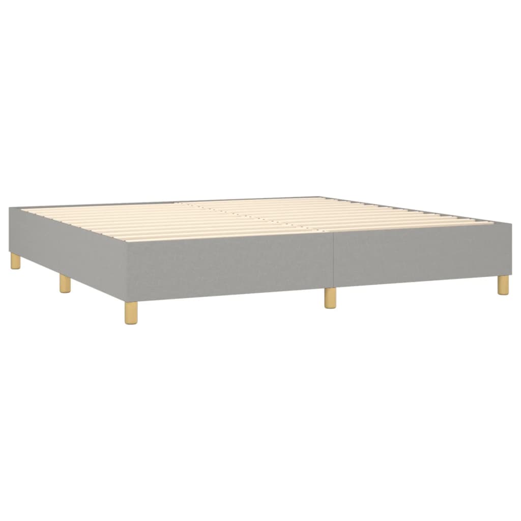Krevet box spring s madracem LED svjetlosivi 200x200 cm tkanina