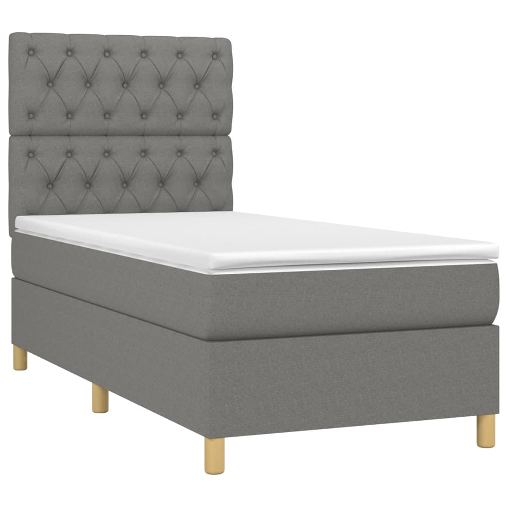 Krevet box spring s madracem LED tamnosivi 80 x 200 cm tkanina