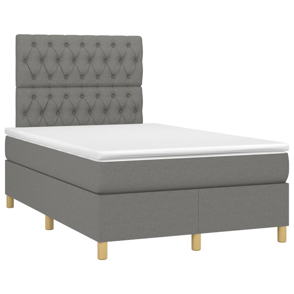 Krevet box spring s madracem LED tamnosivi 120 x 200 cm tkanina