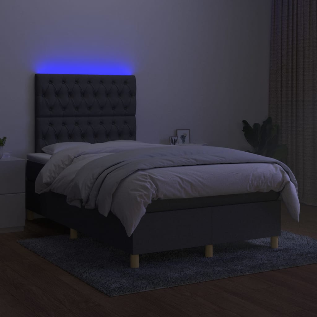 Krevet box spring s madracem LED tamnosivi 120 x 200 cm tkanina