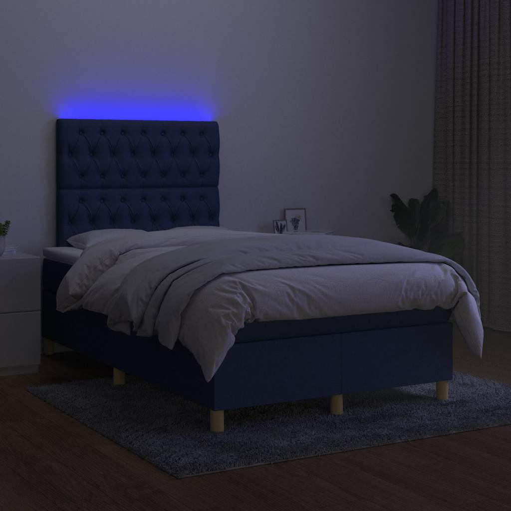 Krevet box spring s madracem LED crni 120 x 200 cm od tkanine
