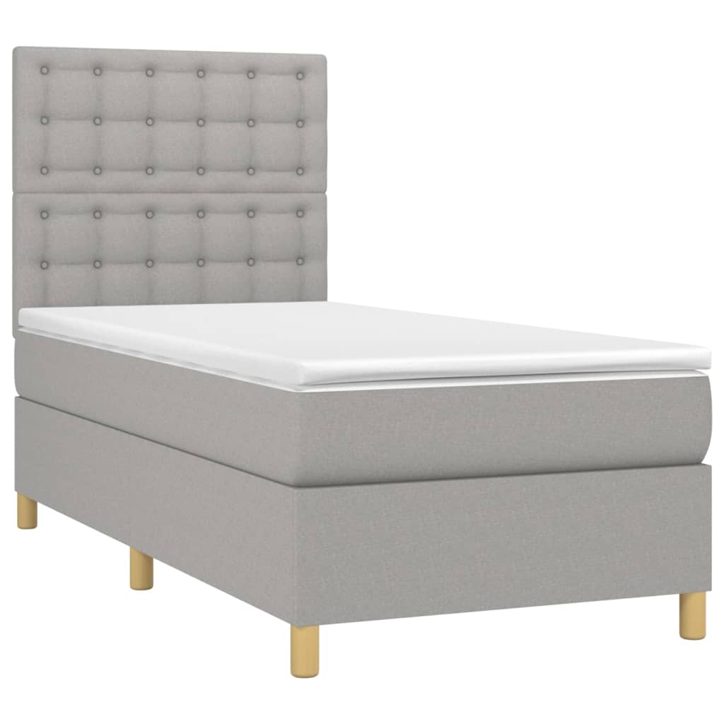 Krevet box spring s madracem LED svjetlosivi 80x200 cm tkanina