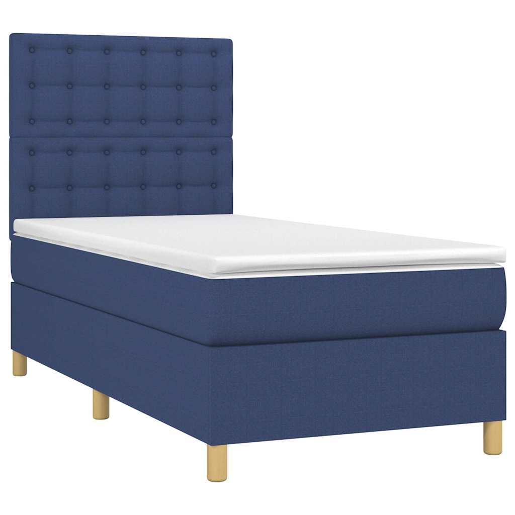 Krevet box spring s madracem LED plavi 80 x 200 cm od tkanine