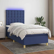 Krevet box spring s madracem LED plavi 80 x 200 cm od tkanine