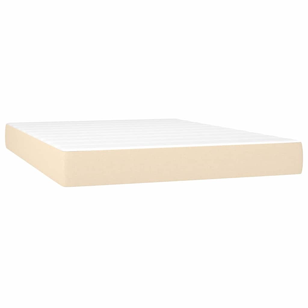 Krevet box spring s madracem LED krem 140x190 cm od tkanine