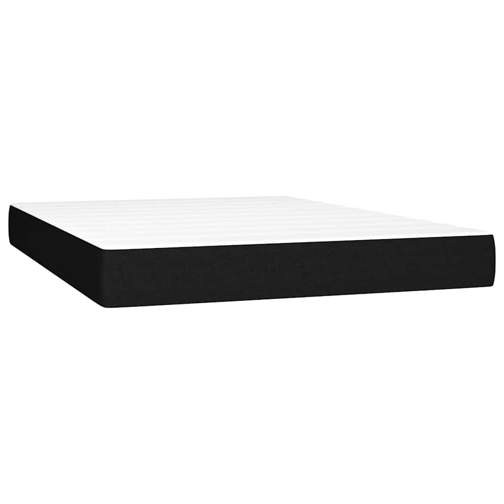 Krevet box spring s madracem LED crni 140x200 cm od tkanine
