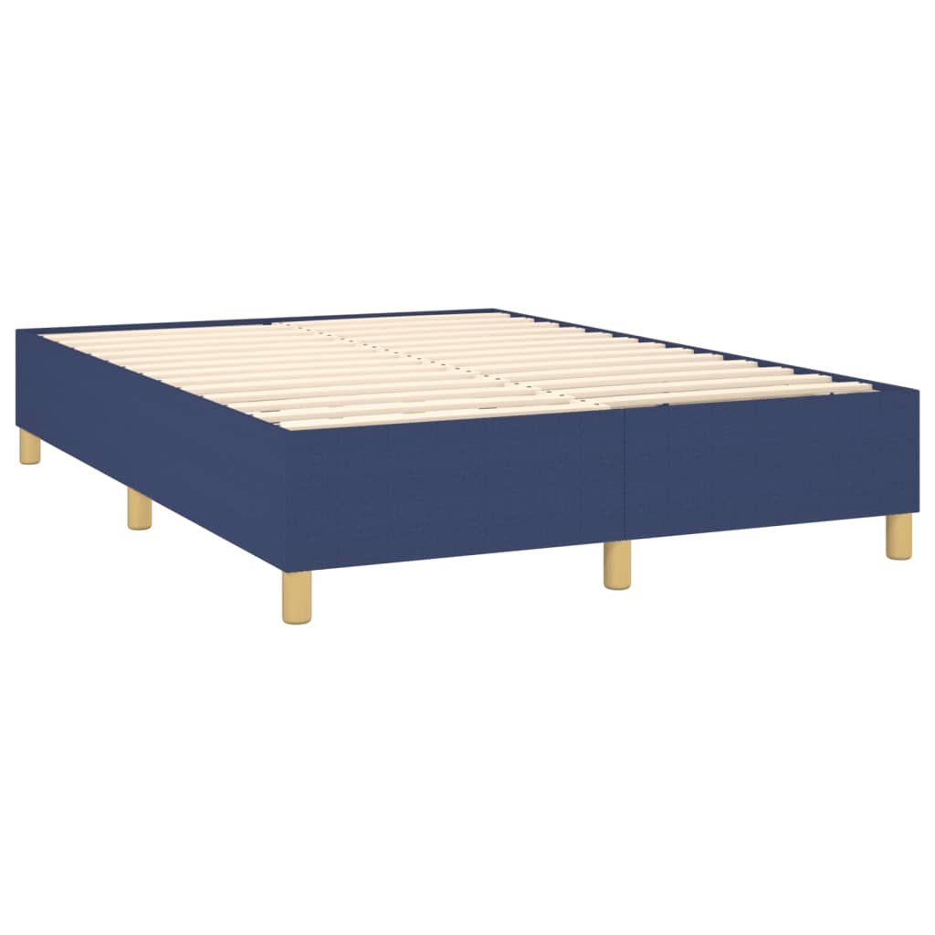 Krevet box spring s madracem LED plavi 140x200 cm od tkanine