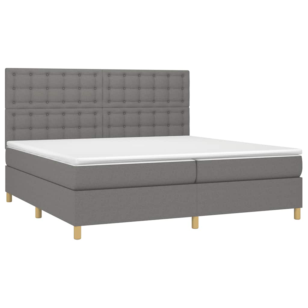 Krevet box spring s madracem LED tamnosivi 200x200 cm tkanina