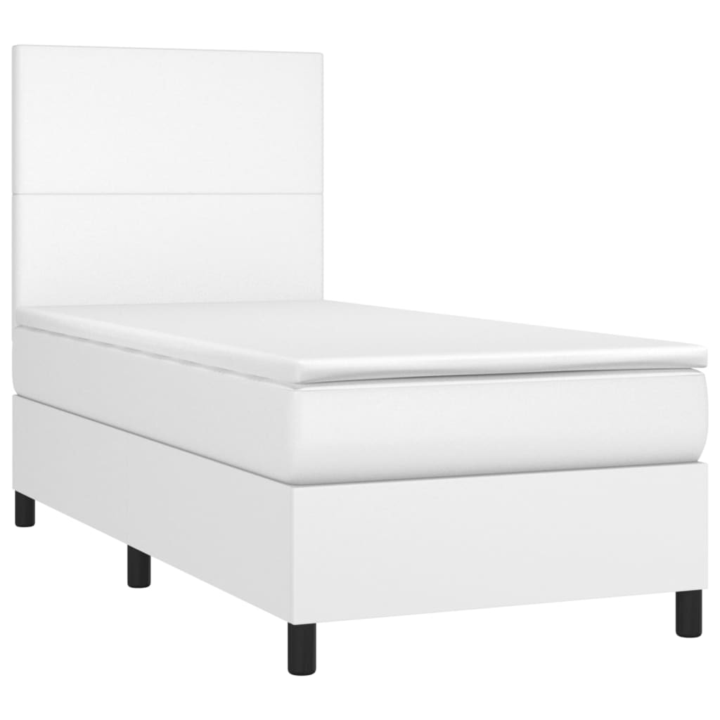Krevet box spring s madracem LED bijeli 80x200 cm umjetna koža