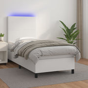 Krevet box spring s madracem LED bijeli 80x200 cm umjetna koža