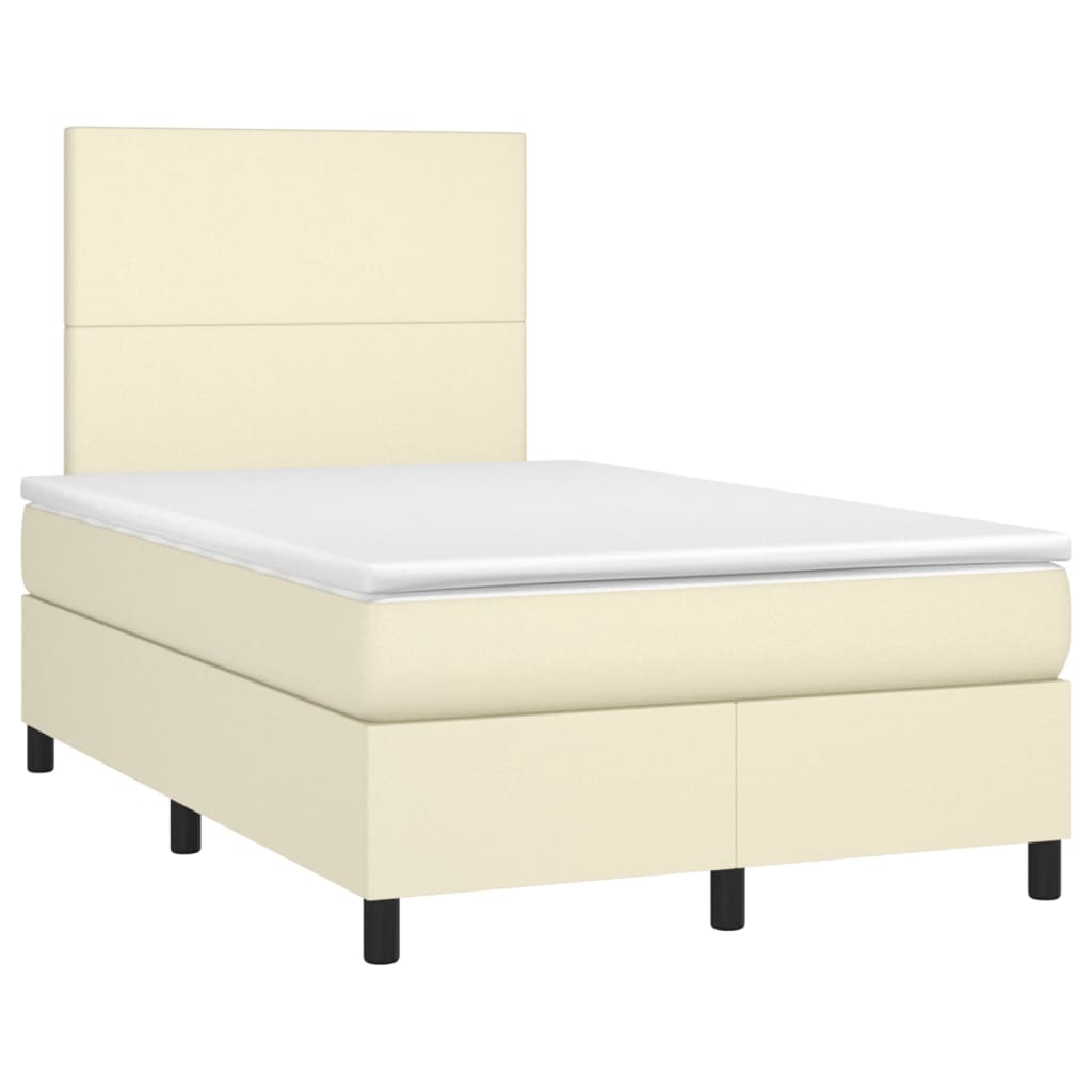 Krevet box spring s madracem LED krem 120x200cm od umjetne kože