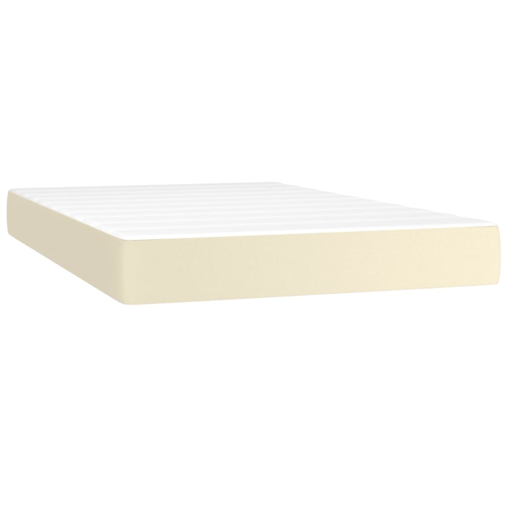 Krevet box spring s madracem LED krem 120x200cm od umjetne kože