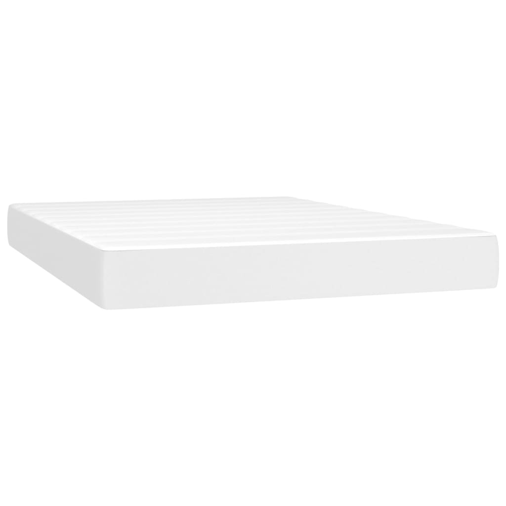 Krevet box spring s madracem LED bijeli 140x190 cm umjetna koža