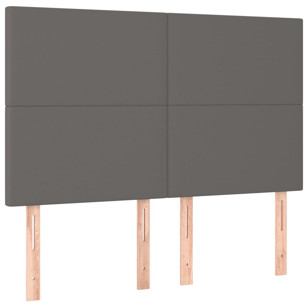Krevet box spring s madracem LED sivi 140x190cm od umjetne kože