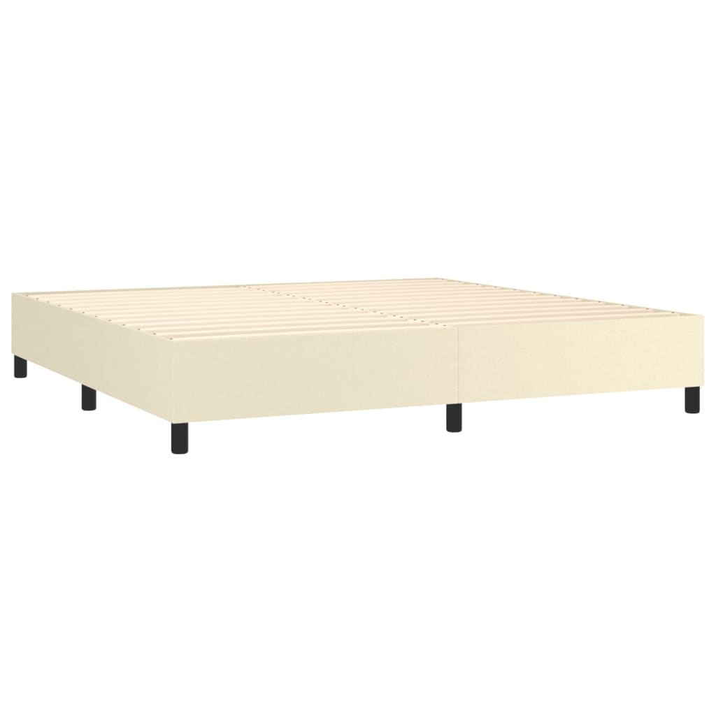 Krevet box spring s madracem LED krem 200x200cm od umjetne kože