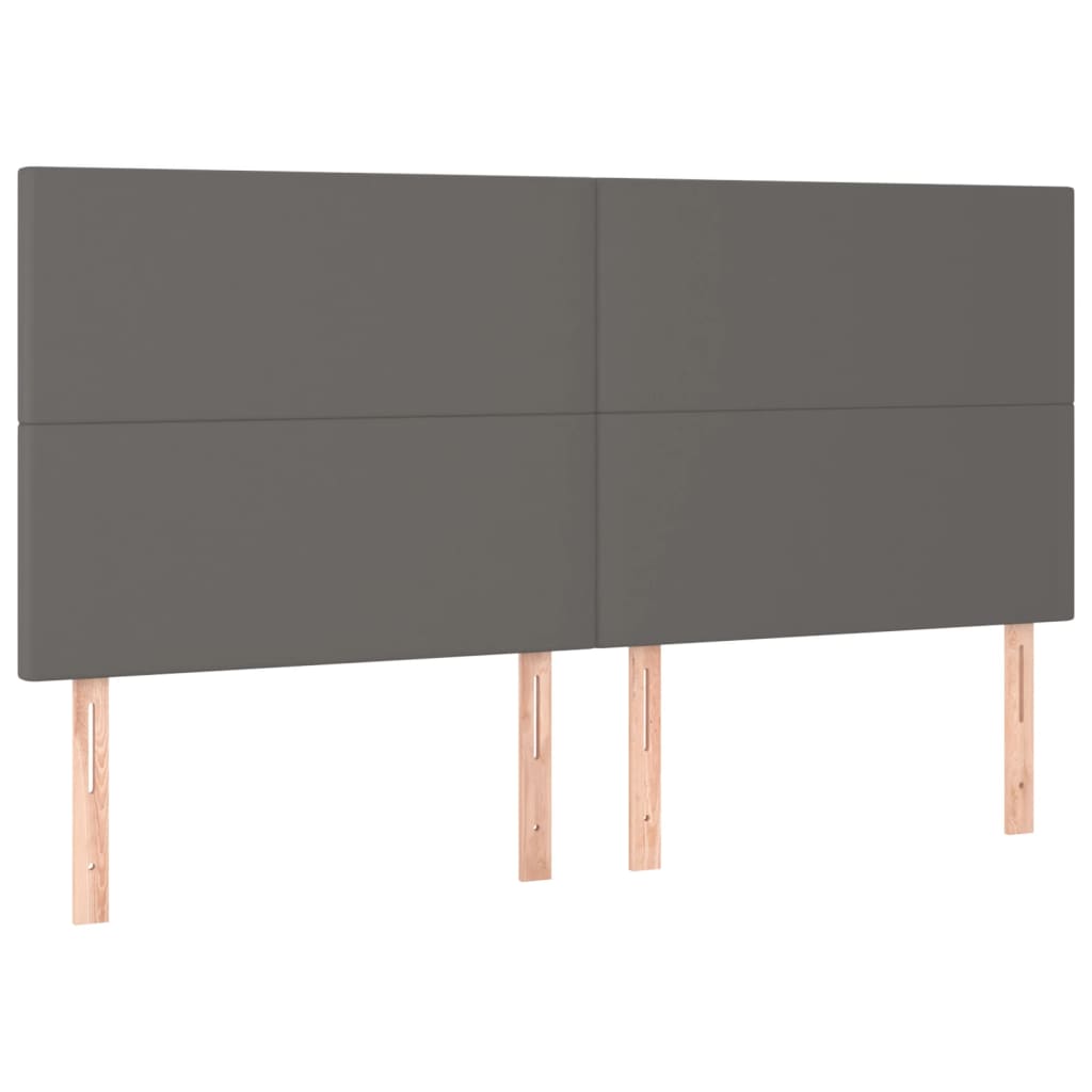Krevet box spring s madracem LED sivi 200x200cm od umjetne kože