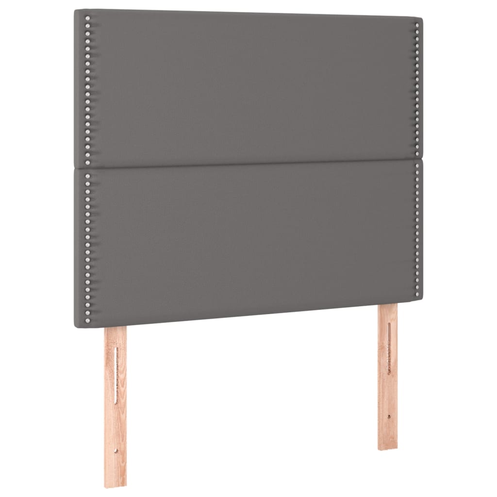 Krevet box spring s madracem LED sivi 90x190 cm od umjetne kože