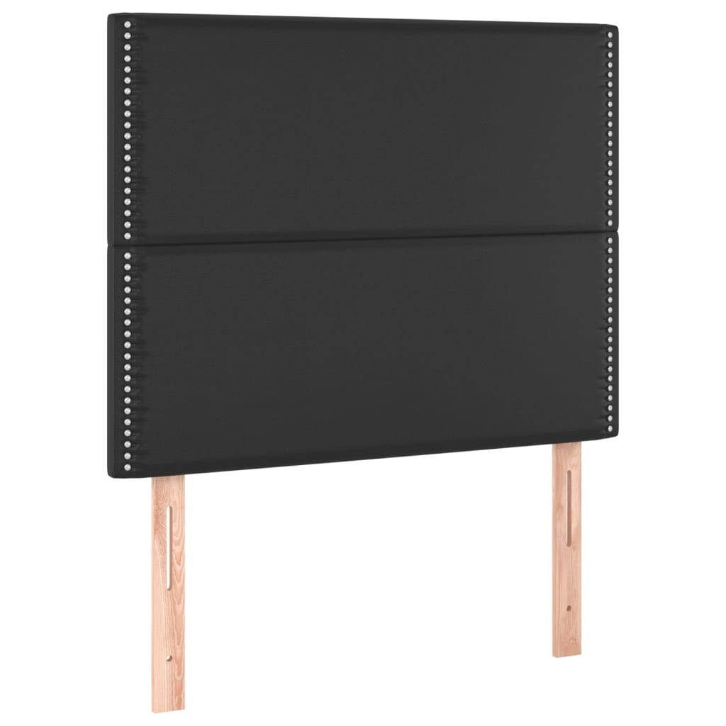 Krevet box spring s madracem LED crni 100x200cm od umjetne kože