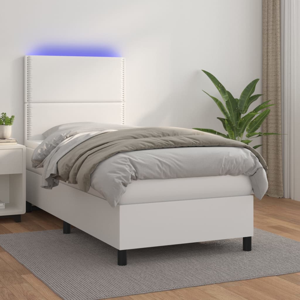 Krevet box spring s madracem LED umjetna koža