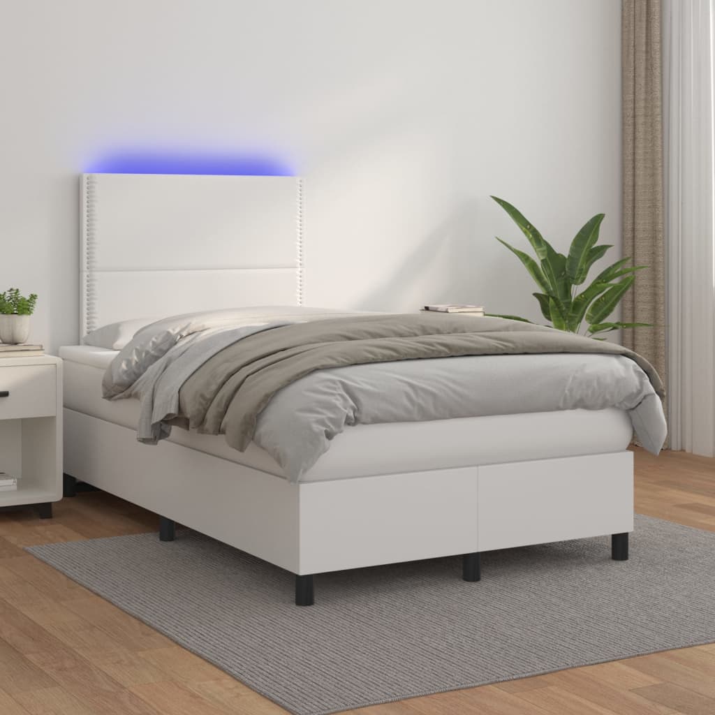 Krevet box spring s madracem LED umjetna koža