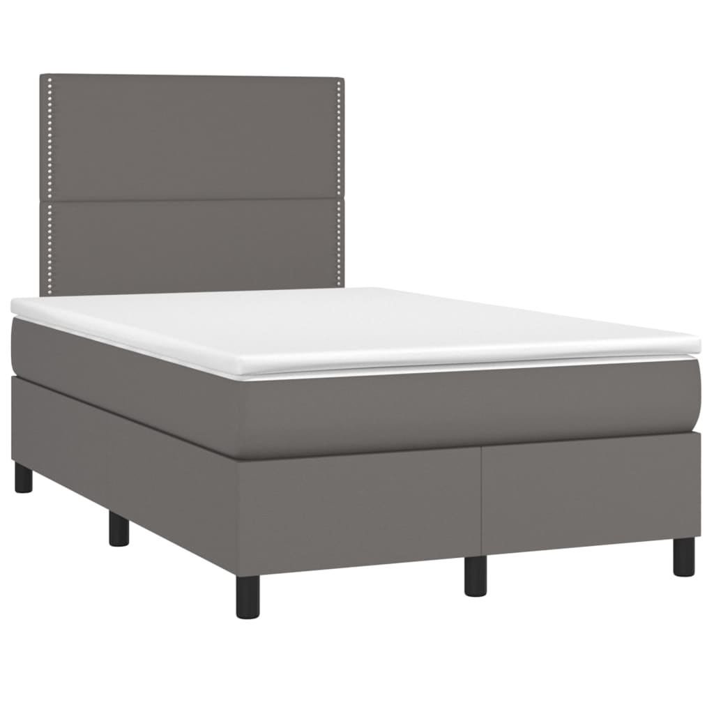 Krevet box spring s madracem LED sivi 120x200cm od umjetne kože
