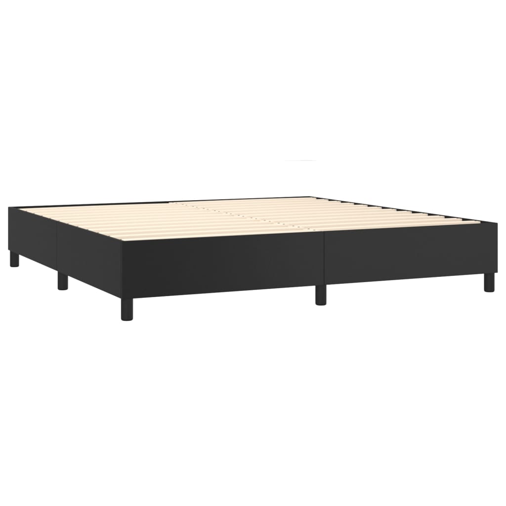 Krevet box spring s madracem LED crni 200x200cm od umjetne kože