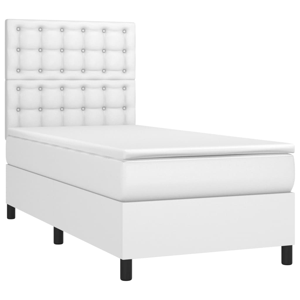 Krevet box spring s madracem LED bijeli 80x200 cm umjetna koža