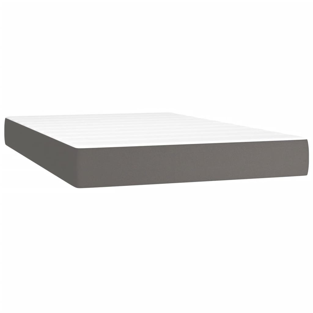 Krevet box spring s madracem LED sivi 120x200cm od umjetne kože