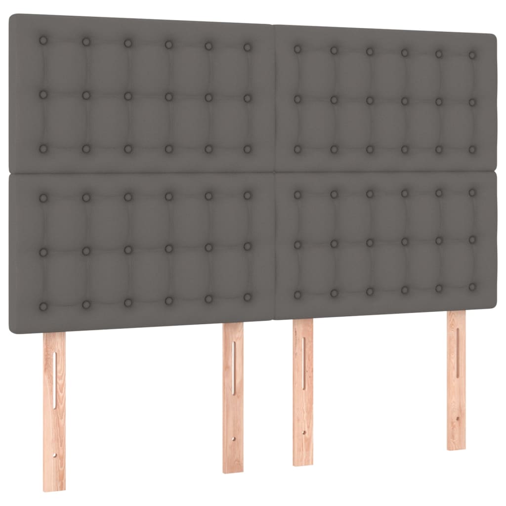 Krevet box spring s madracem LED sivi 140x200cm od umjetne kože